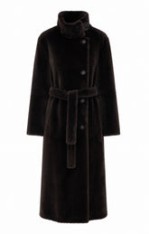 SHEARLING COAT WITH BELT AND MONILE