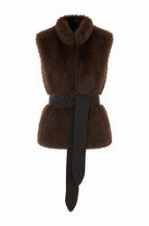 GILET IN PAUX FUR CON CINTURA