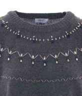 SWEATER WITH JEWELLED EMBROIDERY