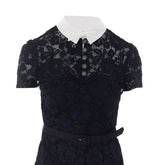 LACE CONTRAST COLLAR MIDI DRESS