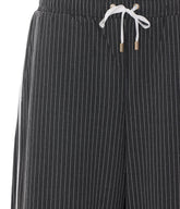 PINSTRIPED PANTS WITH LACE INSERT