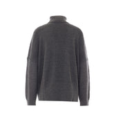 WOOL BLEND HIGH NECK SWEATER WITH BUTTONS