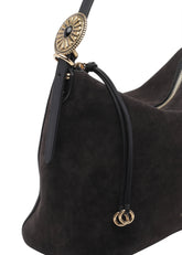 BORSA A SPALLA ROSETTE IN SUEDE MEDIUM