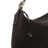 LARGE SUEDE ROSETTE SHOULDER BAG