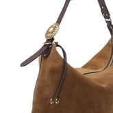 LARGE SUEDE ROSETTE SHOULDER BAG