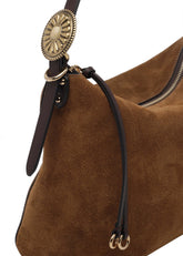 BORSA A SPALLA ROSETTE IN SUEDE MEDIUM