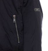 FAUX FUR TRIMMED SATIN CIRE' HOODED BOMBER JACKET