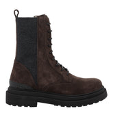 SUEDE AND WOOL BOOTIES WITH PRECIOUS DETAIL