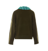 KURTIS WOOL MIXED SWEATER WITH DECORATED STRIPED SCARF