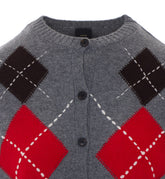 CARDIFF RHOMBUS WOOL AND CASHMERE CREW NECK CARDIGAN
