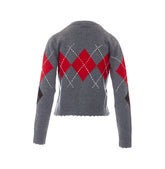 CARDIFF RHOMBUS WOOL AND CASHMERE CREW NECK CARDIGAN