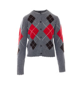 CARDIFF RHOMBUS WOOL AND CASHMERE CREW NECK CARDIGAN