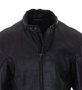WEB DETAIL LEATHER BIKER JACKET
