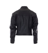WEB DETAIL LEATHER BIKER JACKET
