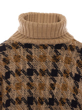 JACQUARD-CHECK KNITTED CAPE