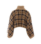 JACQUARD-CHECK KNITTED CAPE