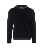 RIBBED CREW NECK SWEATER WITH EXPOSED STITCHING