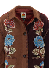 MIXED DELHI FLORAL MIDI FLEECE COAT