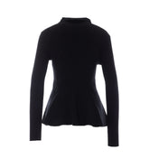 PEPLUM CARDIGAN WITH ENGINEREED RIBS
