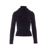 TOP A MANICA LUNGA CON FIORE