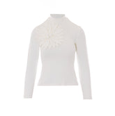 TOP A MANICA LUNGA CON FIORE