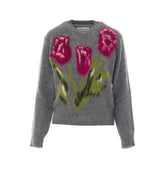 WOOL SWEATER WITH FLORAL MOTIF