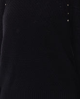 WOOL BLEND CABLE SWEATER WITH RHINESTONES