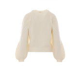 WOOL BLEND CABLE SWEATER WITH RHINESTONES