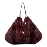FAUX FUR LOGO SHOULDER BAG
