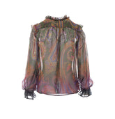 CAMICIA IN SETA CON STAMPA PIAZZATA PAISLEY DEGRADE'