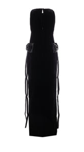 VELVET BOW MAXI DRESS