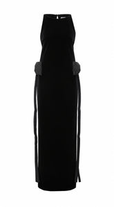 VELVET BOW MAXI DRESS