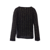 JACQUARD PIED-DE-POULE KNITTED CARDIGAN