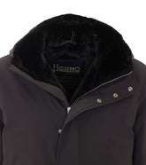 PARKA IN TWILL OPACO E LIGHT FAUX FUR