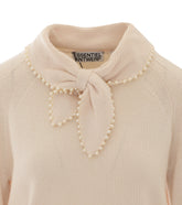 KASA WOOL AND CASHMERE SWEATER WITH BOW COLLAR DECORATED WITH BEADS