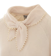 KASA WOOL AND CASHMERE SWEATER WITH BOW COLLAR DECORATED WITH BEADS