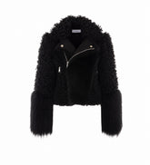 PATCHWORK SHEARLING BIKER