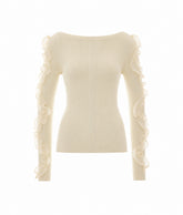 WOOL SWEATER WITH ROUCHES