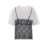 T-SHIRT CON TOP IN PIZZO
