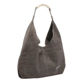 BORSA A SPALLA ELLISSE CROCO IN SUEDE