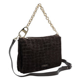 REFLEX CROCO SUEDE SHOULDER BAG