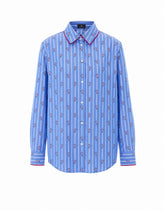 CAMICIA CON PIPING E MOTIVO A RIGHE E FIORI COUPÉ
