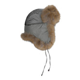 CAPPELLO IN TESSUTO TECNICO E TESSUTO EFFETTO PELLICCIA