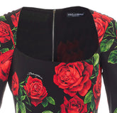 ABITO MIDI STAMPA ROSE CHARMEUSE
