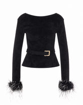 CHENILLE KNIT FEATHER TOP