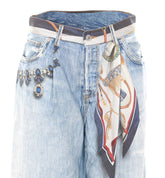 SCARF PRINT FLARE DENIM JEANS