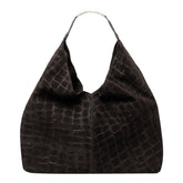 ELLISSE CROCO SUEDE SHOULDER BAG
