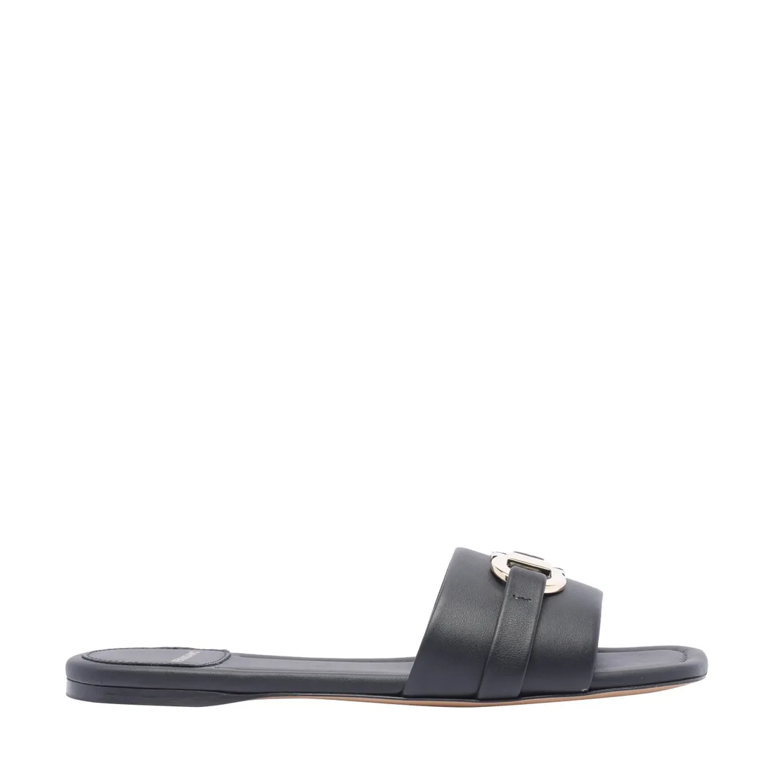 FLAT SLIDE WITH GANCINI ORNAMENT 769636/01G997NERO | Bruna Rosso