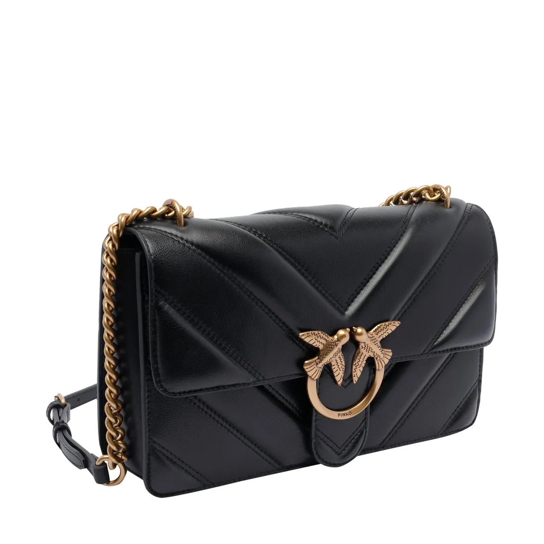 ショルダーバッグ・ポシェット PINKO SS25 \"LOVE FLAT CLASSIC\" BAG (100455 A0F1Z99Q) Pinko Flat Classic leather clutch bag with removable