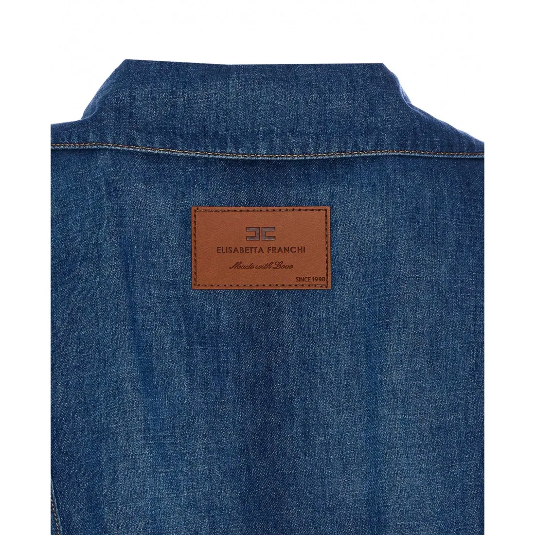 ジャケット ELISABETTA FRANCHI SHORT DENIM SUIT WITH BELT Denim romper suit with belt | Elisabetta Franchi